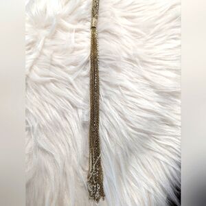 White House Black Market gold and white long chain necklace.